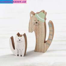 ξύλινη-διακοσμητική-διπλή-γάτα